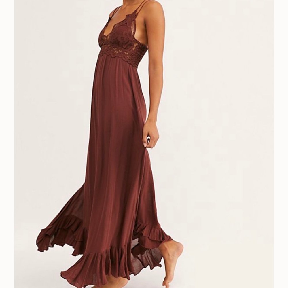 Free People One Adella Maxi Slip Mocha